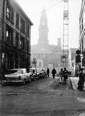 View from Bradshawgate to Town Hall during demolition of Acresfield mid 1960s