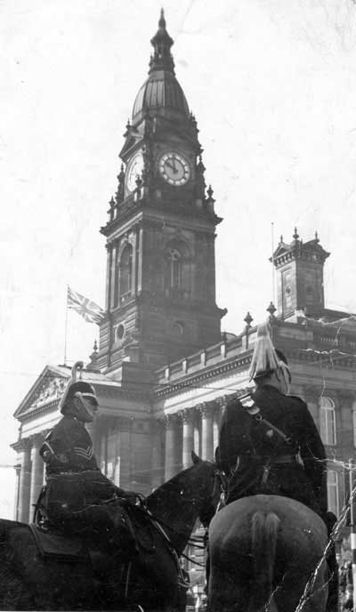 Sgt Radcliffe and PC 103 Scoble on dress duty outside Bolton Town Hall