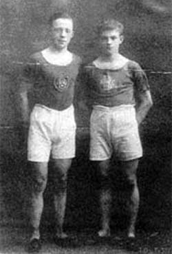 My great-grandfather James (left) pictured with a fellow harrier