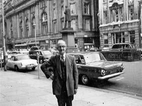 Olive's father outside the Co-op offices in St Anne's Square Manchester