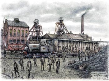 Ashton Field Colliery with Miners Train from Mosley Common Colliery 1920's