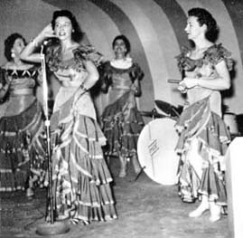 Trudy (at centre rear) with the Lane Sisters