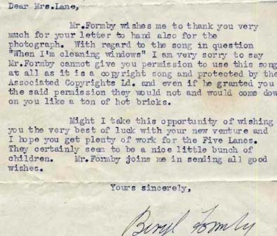 Letter from Beryl Formby